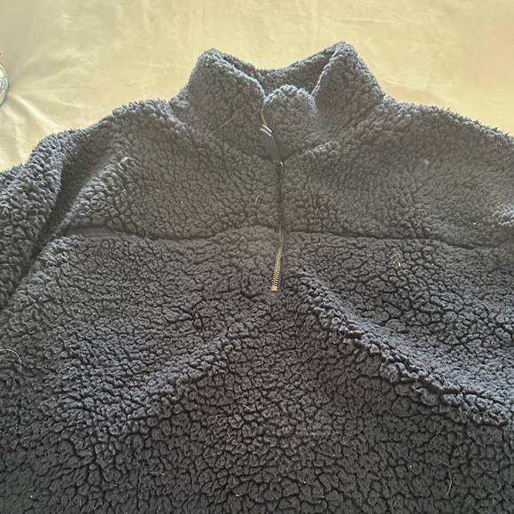 Elodie Tops - Elodie navy Sherpa Sweatshirt